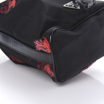 Prada Tessuto Nylon Rose Bucket Bag Black Rosso 6 of 11
