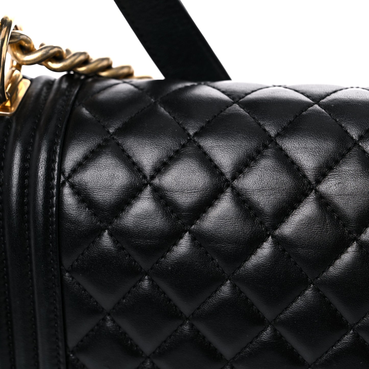 Lambskin Quilted Medium Boy Flap Black