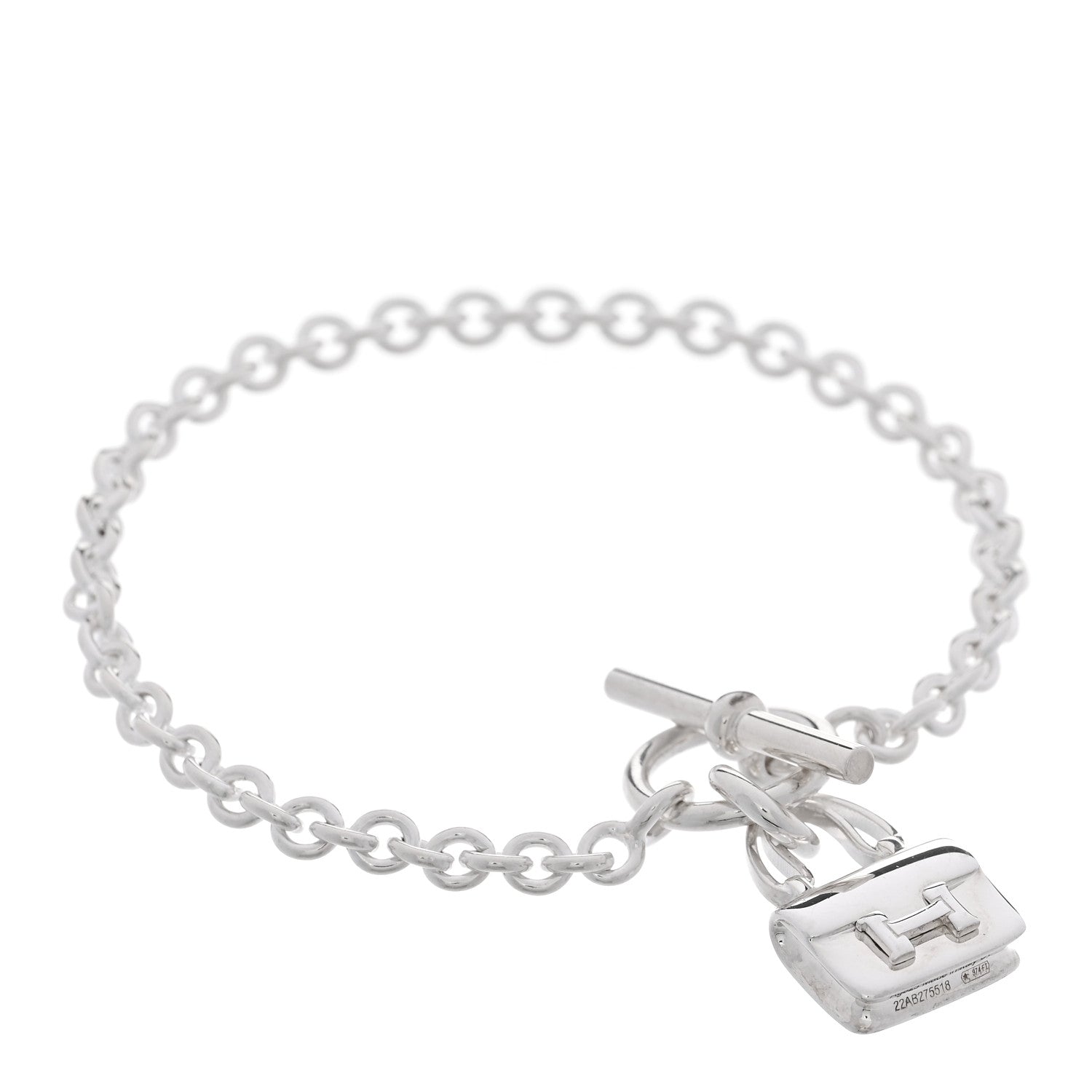 Hermes Sterling Silver Amulettes Constance Bracelet ST 1 of 5