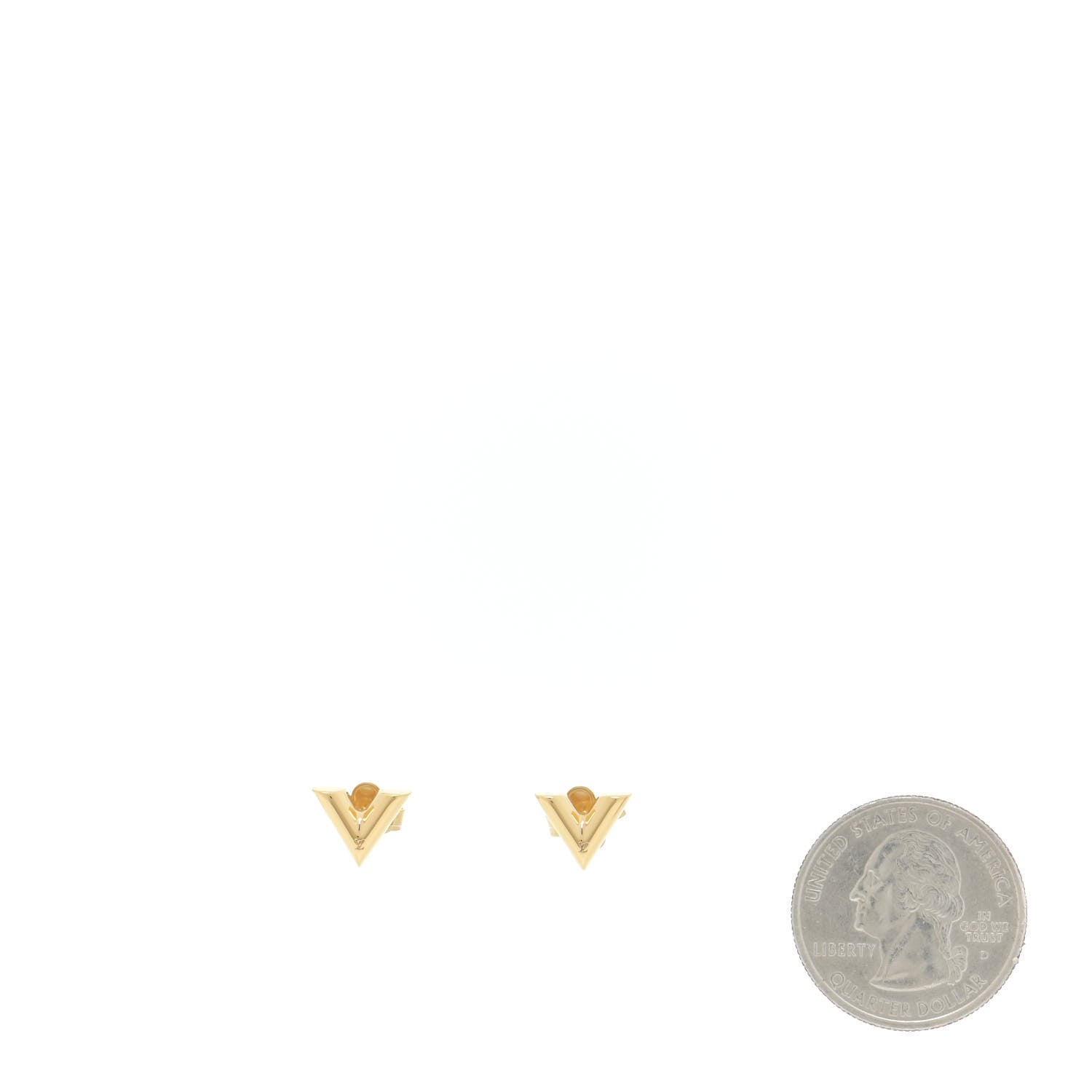 Louis Vuitton Brass Essential V Stud Earrings Gold 2 of 8