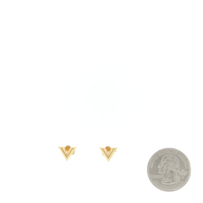 Louis Vuitton Brass Essential V Stud Earrings Gold 2 of 8