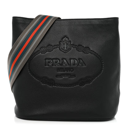 Prada Vitello Phenix Logo Hobo Black 1 of 7