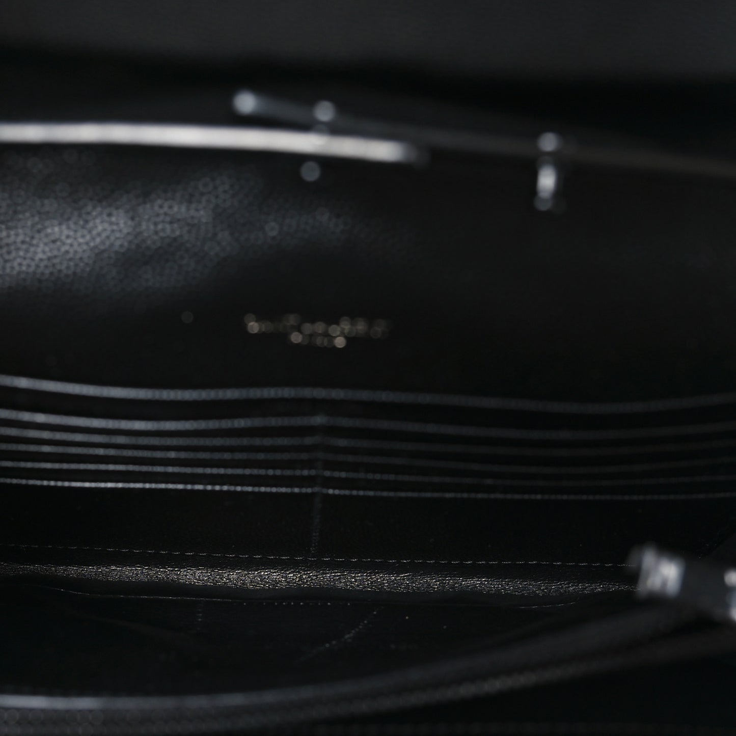 Grain De Poudre Matelasse Chevron Monogram Monochrome Chain Wallet Black