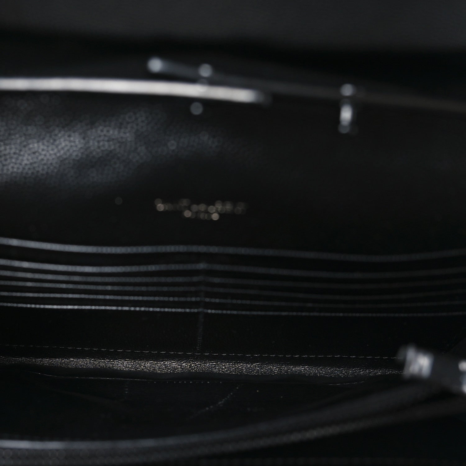 Saint Laurent Grain De Poudre Matelasse Chevron Monogram Monochrome Chain Wallet Black 5 of 11