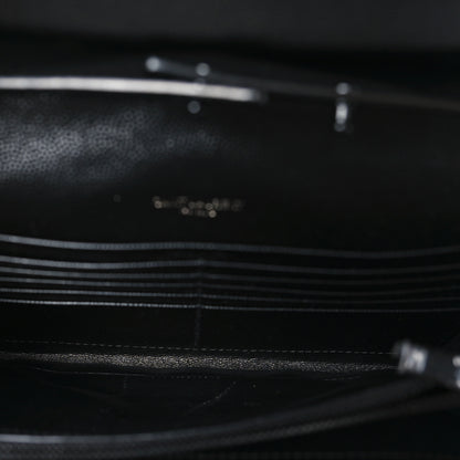 Saint Laurent Grain De Poudre Matelasse Chevron Monogram Monochrome Chain Wallet Black 5 of 11