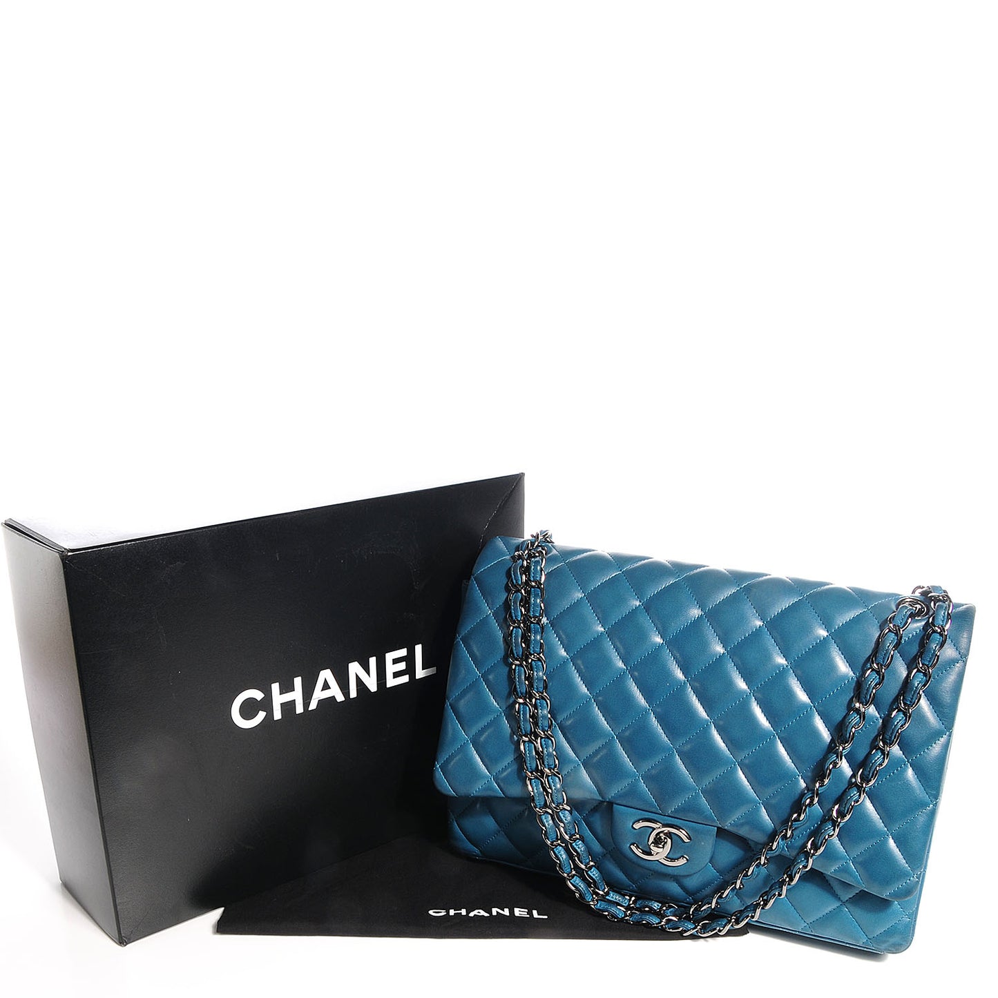 Lambskin Maxi Double Flap Turquoise