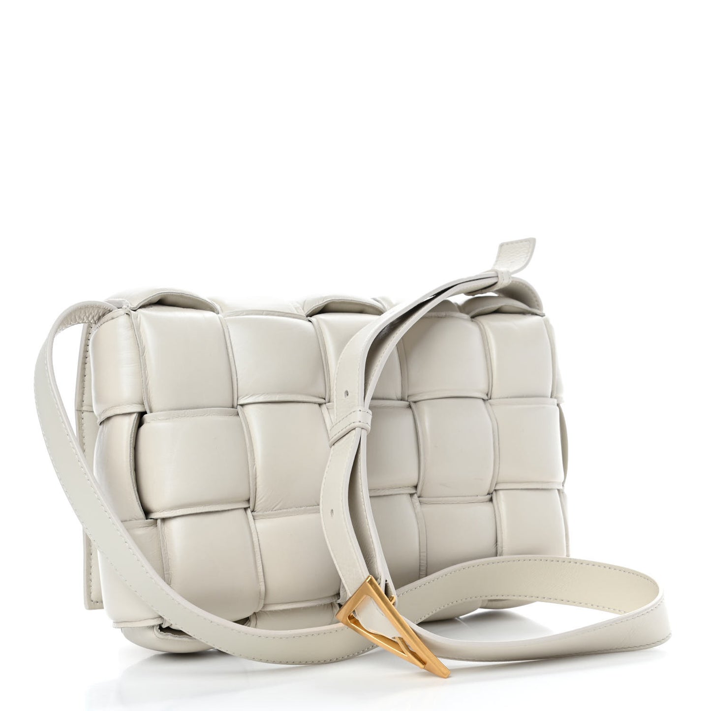 Nappa Maxi Intreccio Padded Cassette Crossbody Bag Chalk