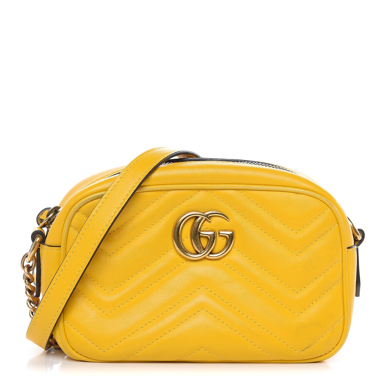 Gucci Calfskin Matelasse Mini GG Marmont Chain Shoulder Bag Stone Topaz 1 of 15