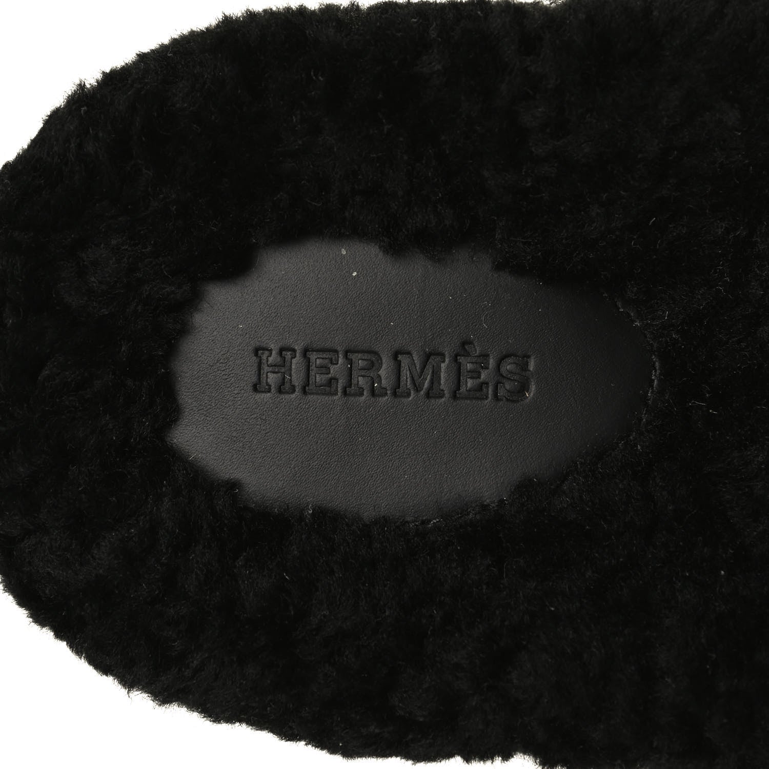 Hermes Calfskin Woolskin Womens Chypre Sandals 40 Black 6 of 8