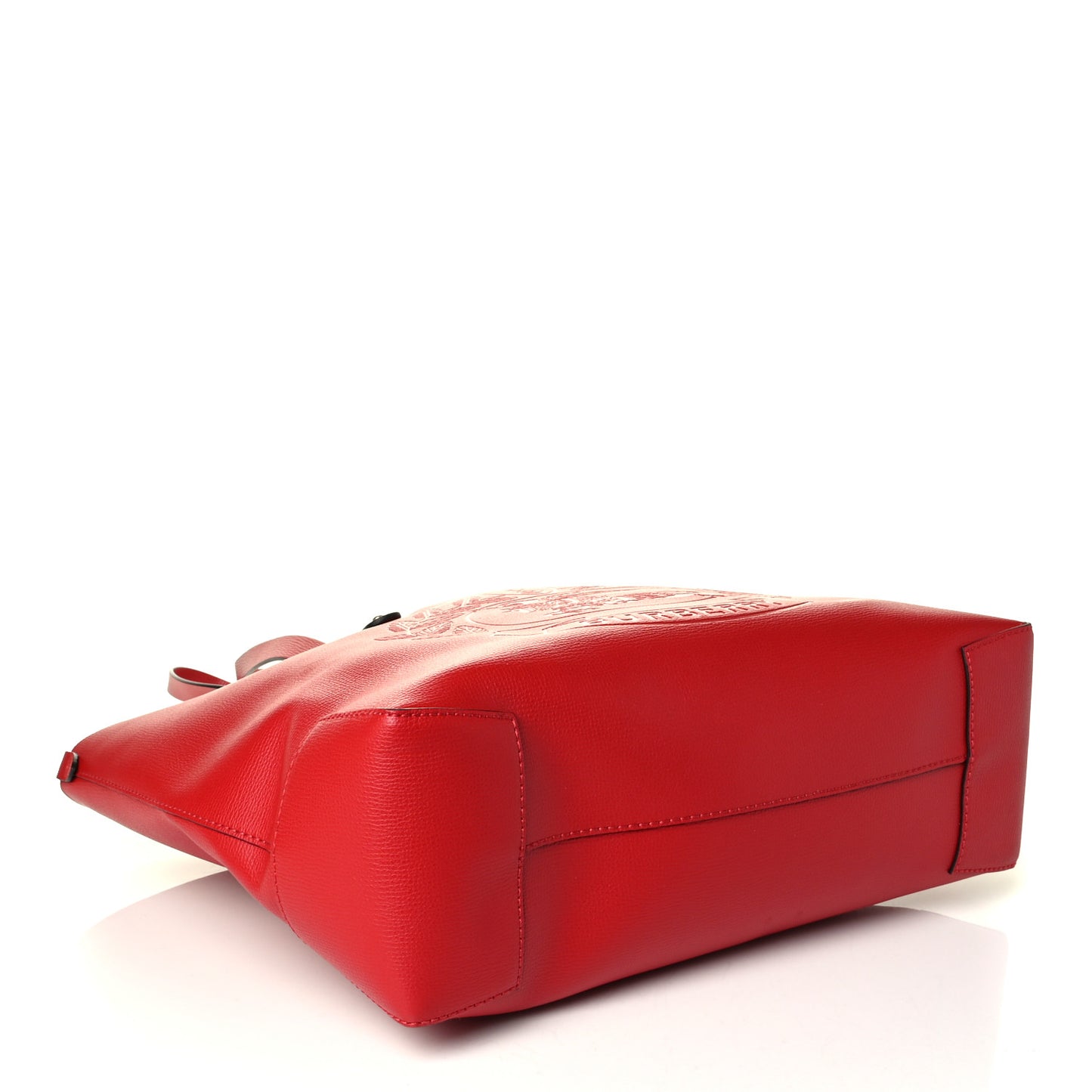 Calfskin Crest Embossed Small Tote Rust Red