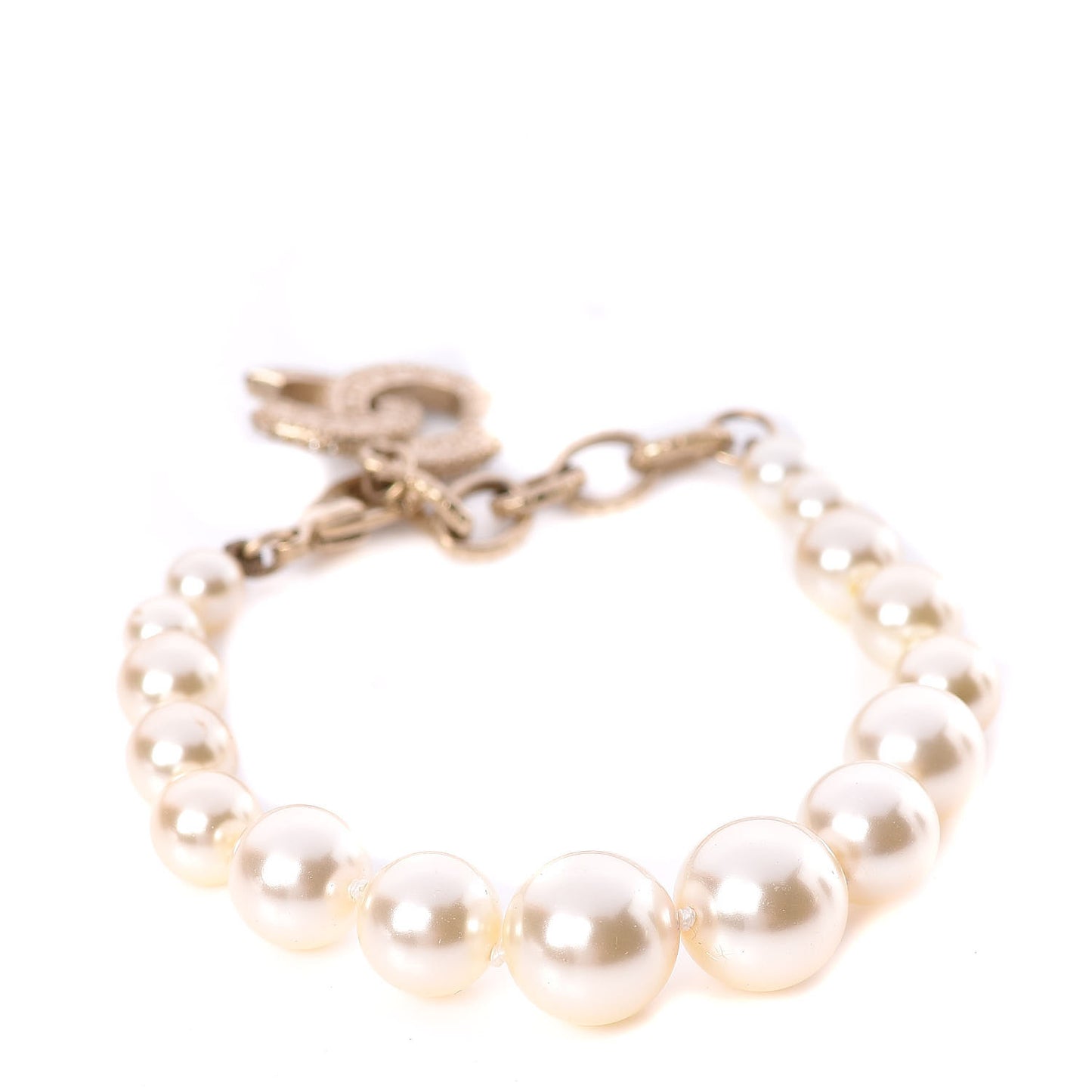 Crystal Pearl CC Bracelet Gold