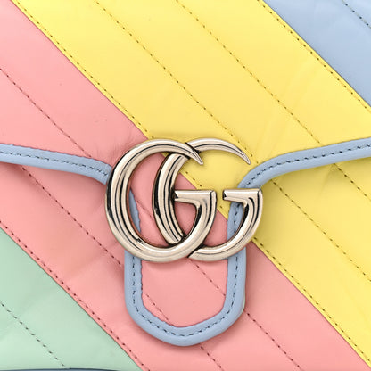 Gucci Calfskin Matelasse Diagonal Mini GG Marmont Top Handle Shoulder Bag Multicolor Pastel 11 of 12