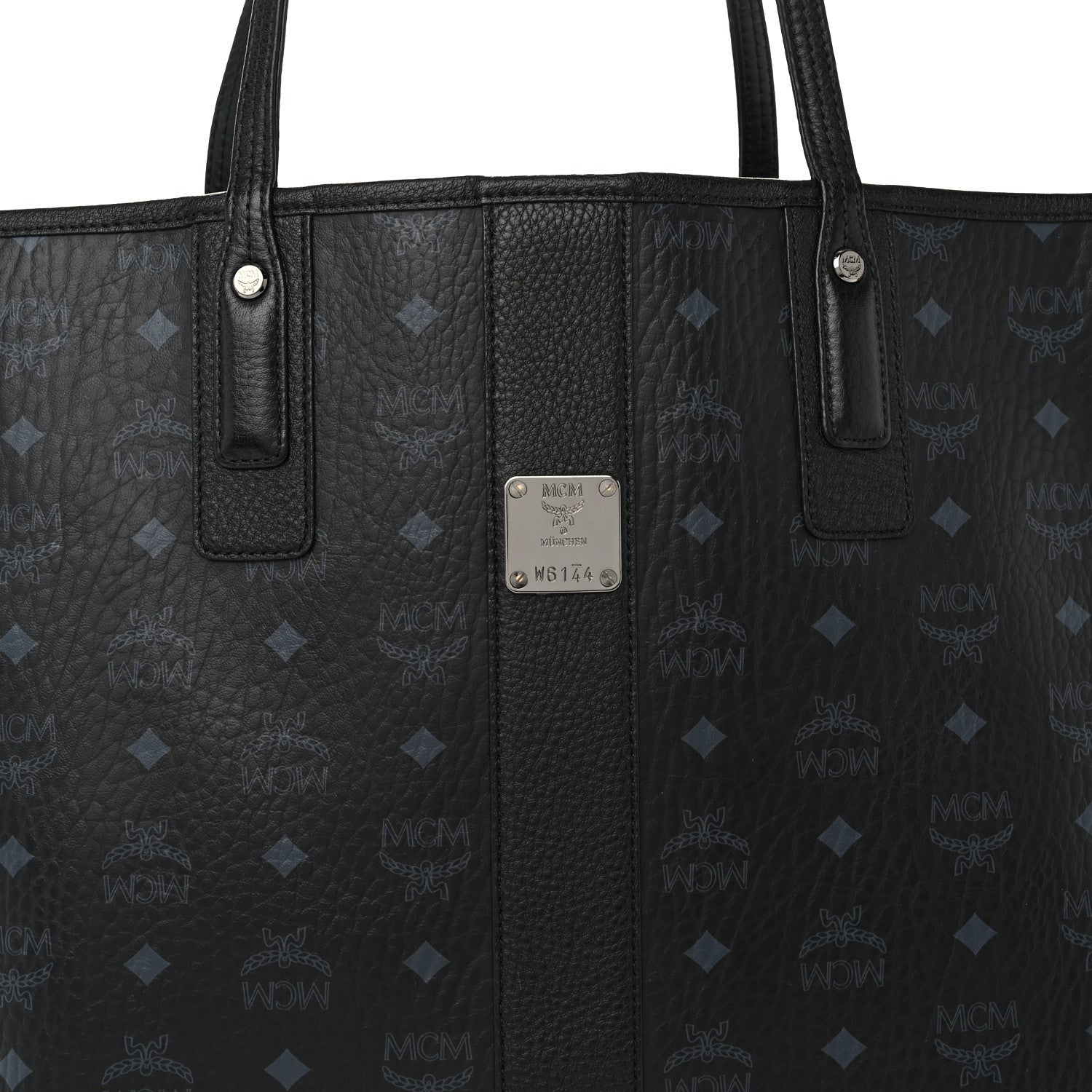 MCM Grained Calfskin Visetos Medium Liz Reversible Shopper Tote Black 9 of 14