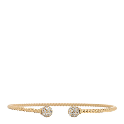 David Yurman 18K Yellow Gold Diamond 2.3mm Solari Cablespira Bracelet 1 of 3