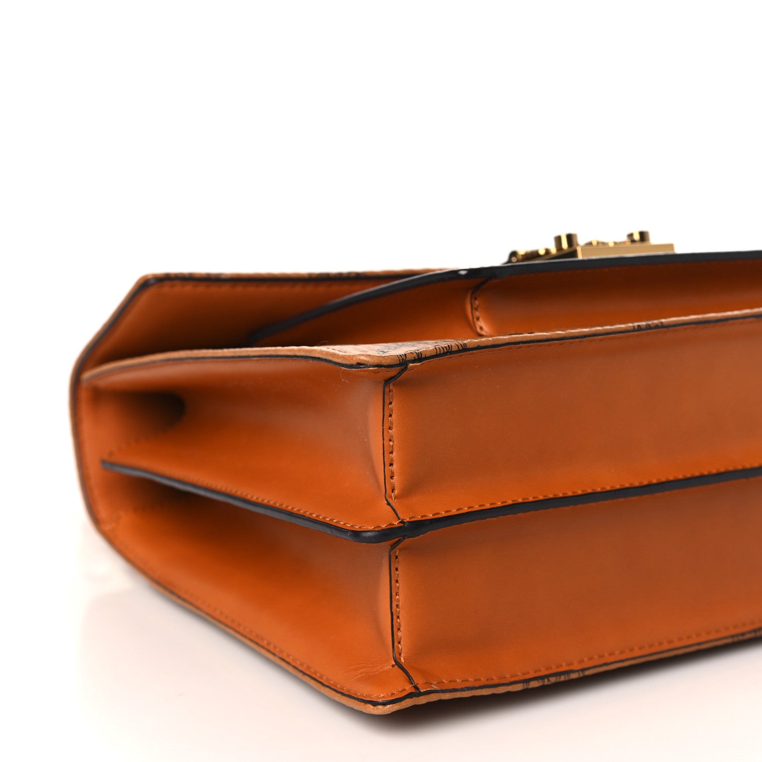 MCM Visetos Medium Patricia Pocket Satchel Cognac 9 of 10