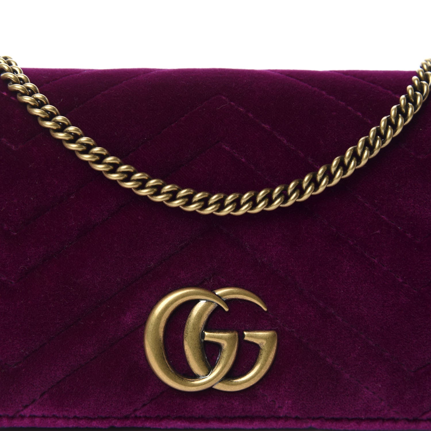 Gucci Velvet Matelasse GG Marmont Mini Bag Fuchsia Violet Cyclamen 11 of 12