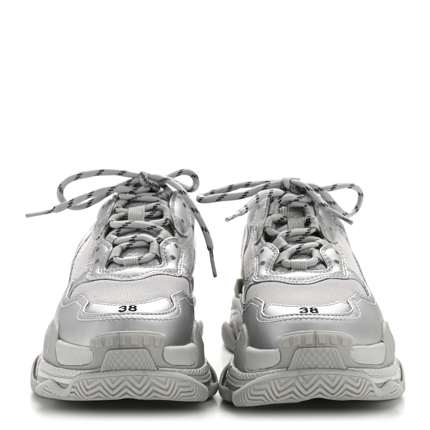 Metallic Fabric Mesh Womens Triple S Sneakers 38 Silver