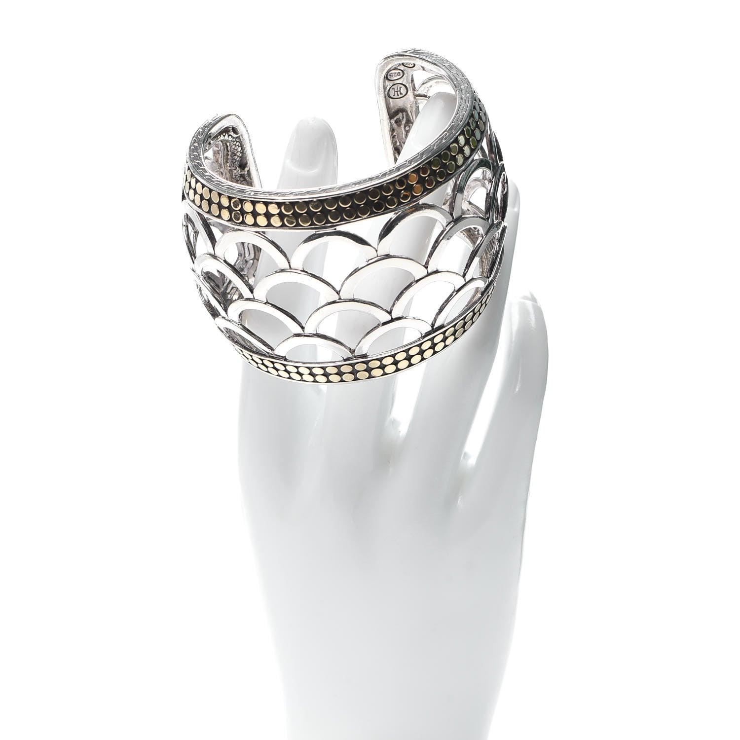 John Hardy Sterling Silver 18K Yellow Gold Naga Scaled Wide Cuff Bracelet 2 of 4