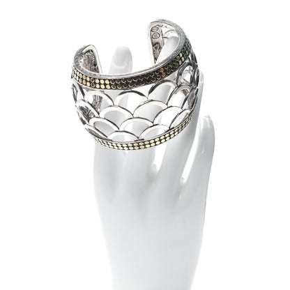 John Hardy Sterling Silver 18K Yellow Gold Naga Scaled Wide Cuff Bracelet 2 of 4