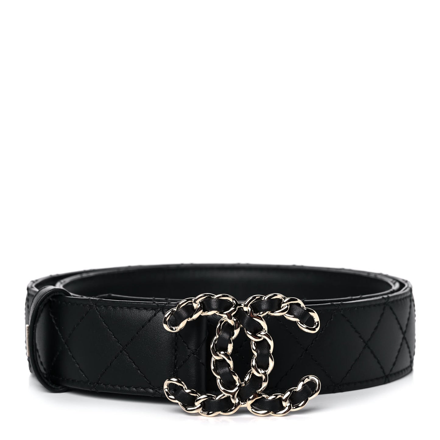 Lambskin Quilted CC Chain Belt 85 34 Black