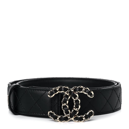 Chanel Lambskin Quilted CC Chain Belt 85 34 Black 1 of 7