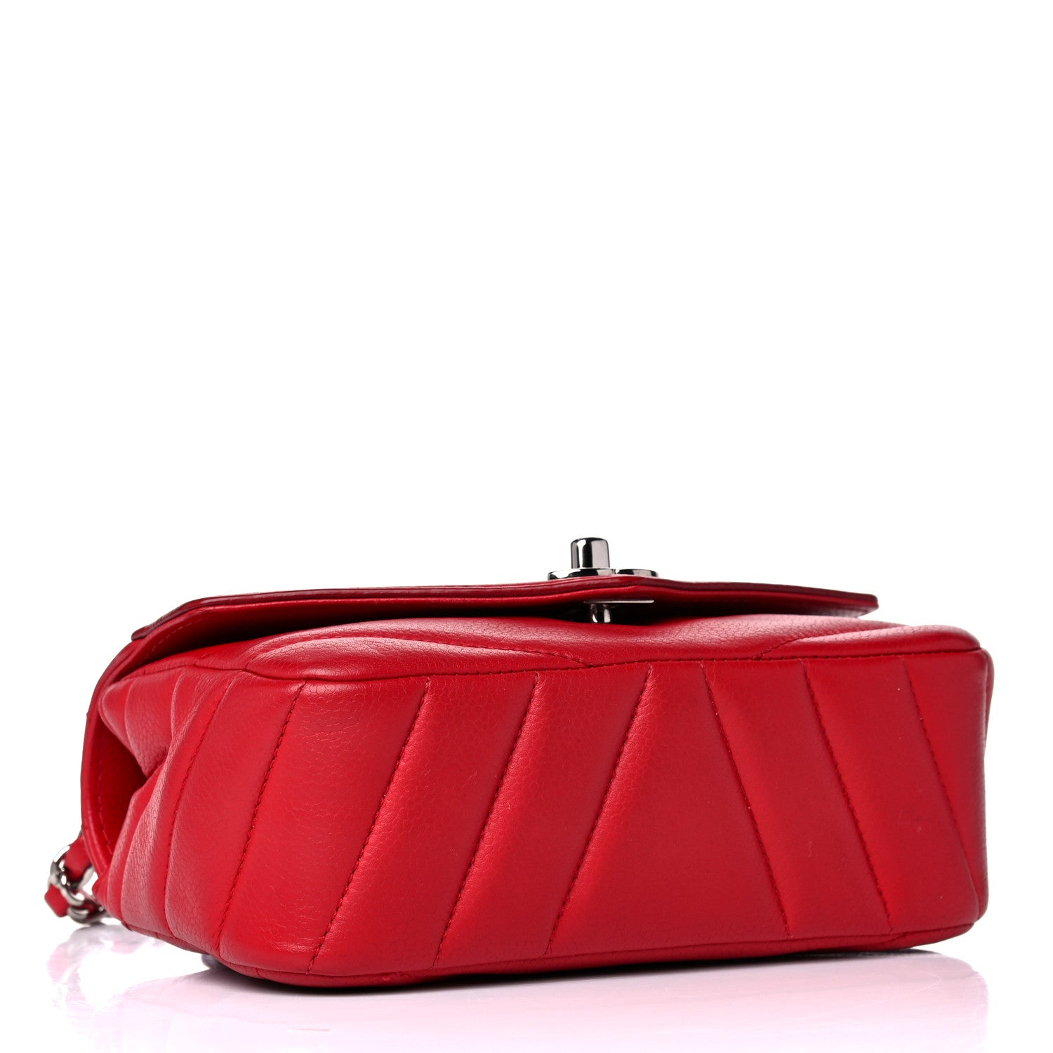 Chanel Caviar Chevron Quilted Small Single Flap Red 4 of 17