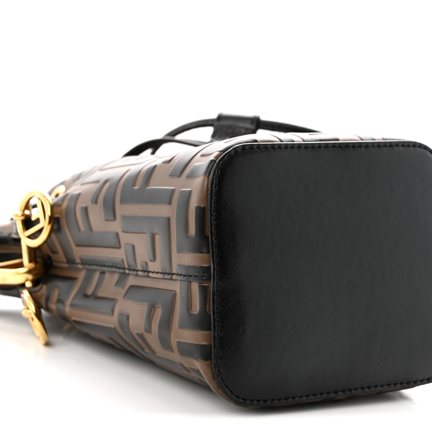 Vitello Liberty F is Fendi Bi-Color FF 1974 Embossed Mini Mon Tresor Bucket Bag Maya Black