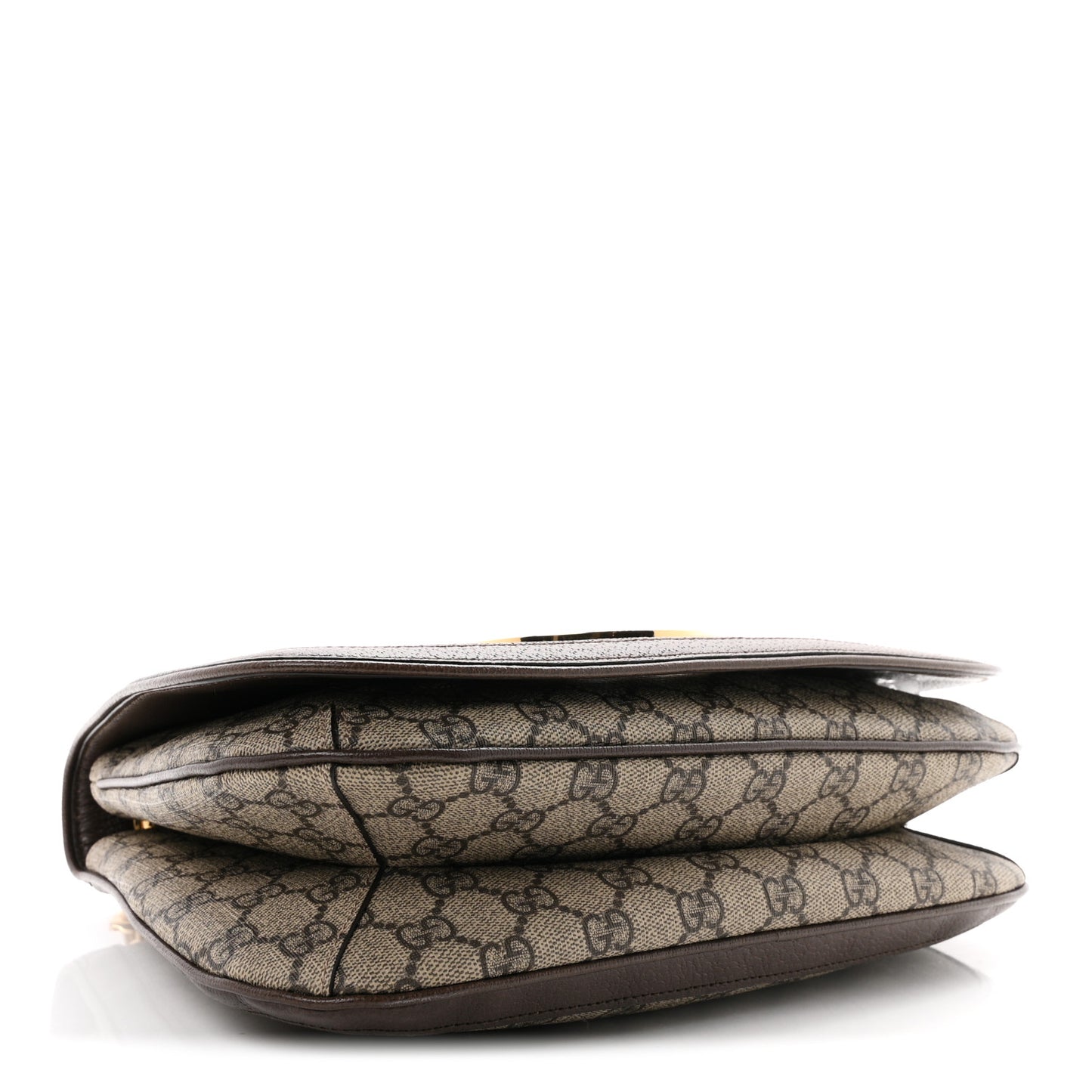 GG Supreme Monogram Textured Dollar Calfskin Web Medium Blondie Top Handle Shoulder Flap Bag Beige Ebony New Acero