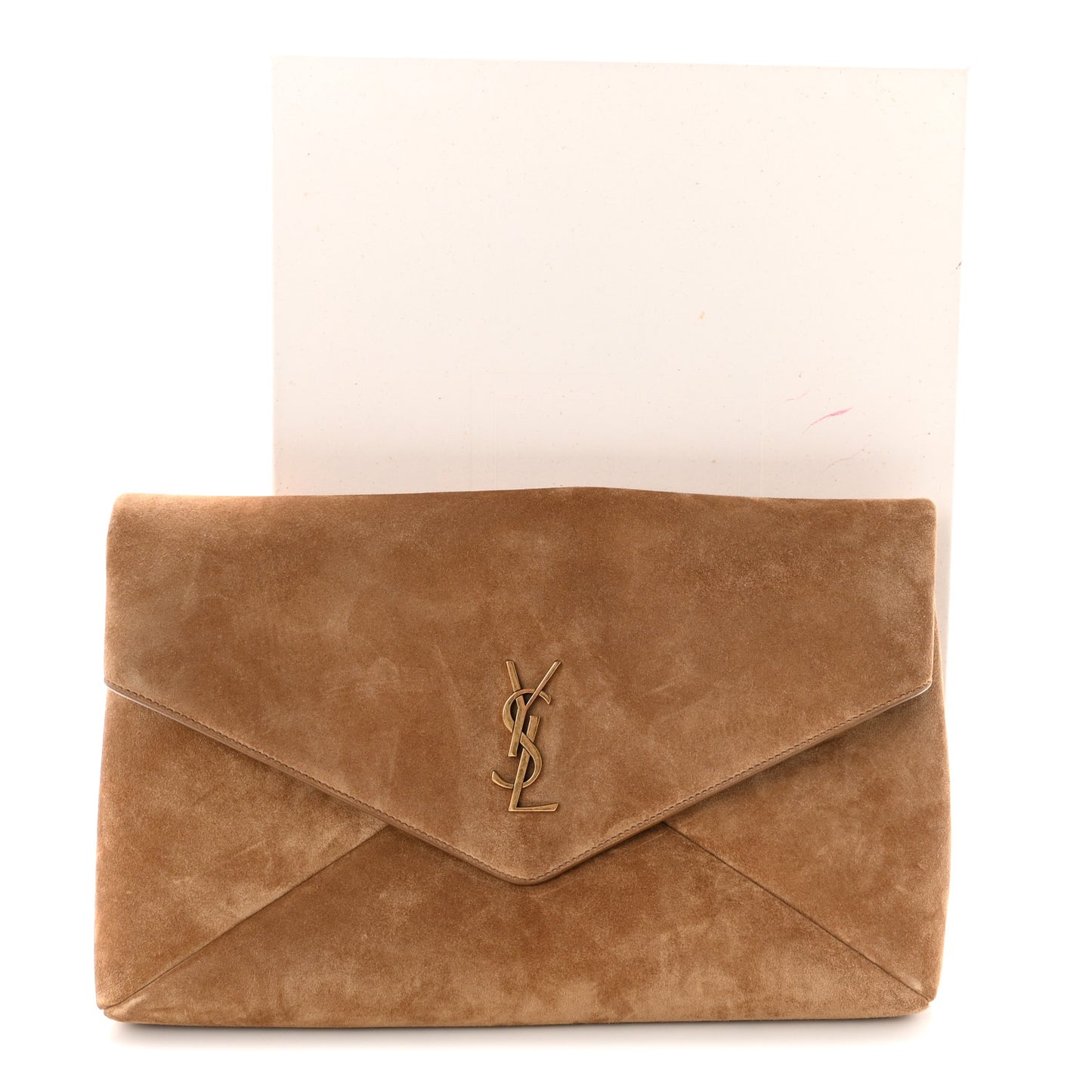 Suede Large Cassandre Envelope Pouch Golden Leaf