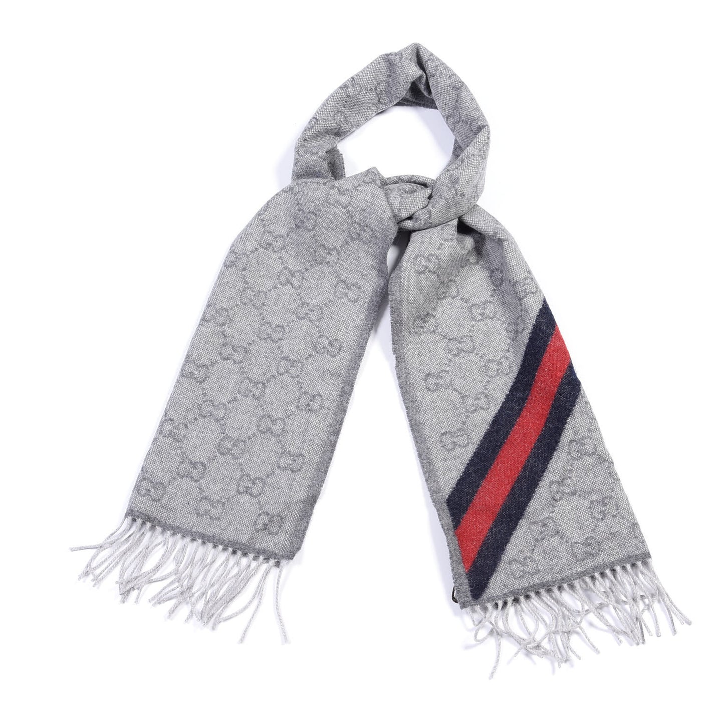 Wool Angora Monogram Web New Nikky Scarf Zinc Blue