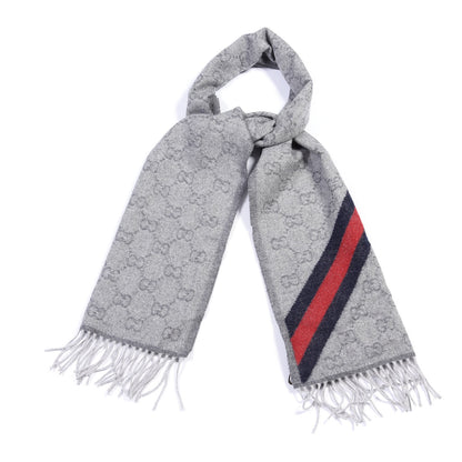 Gucci Wool Angora Monogram Web New Nikky Scarf Zinc Blue 1 of 3