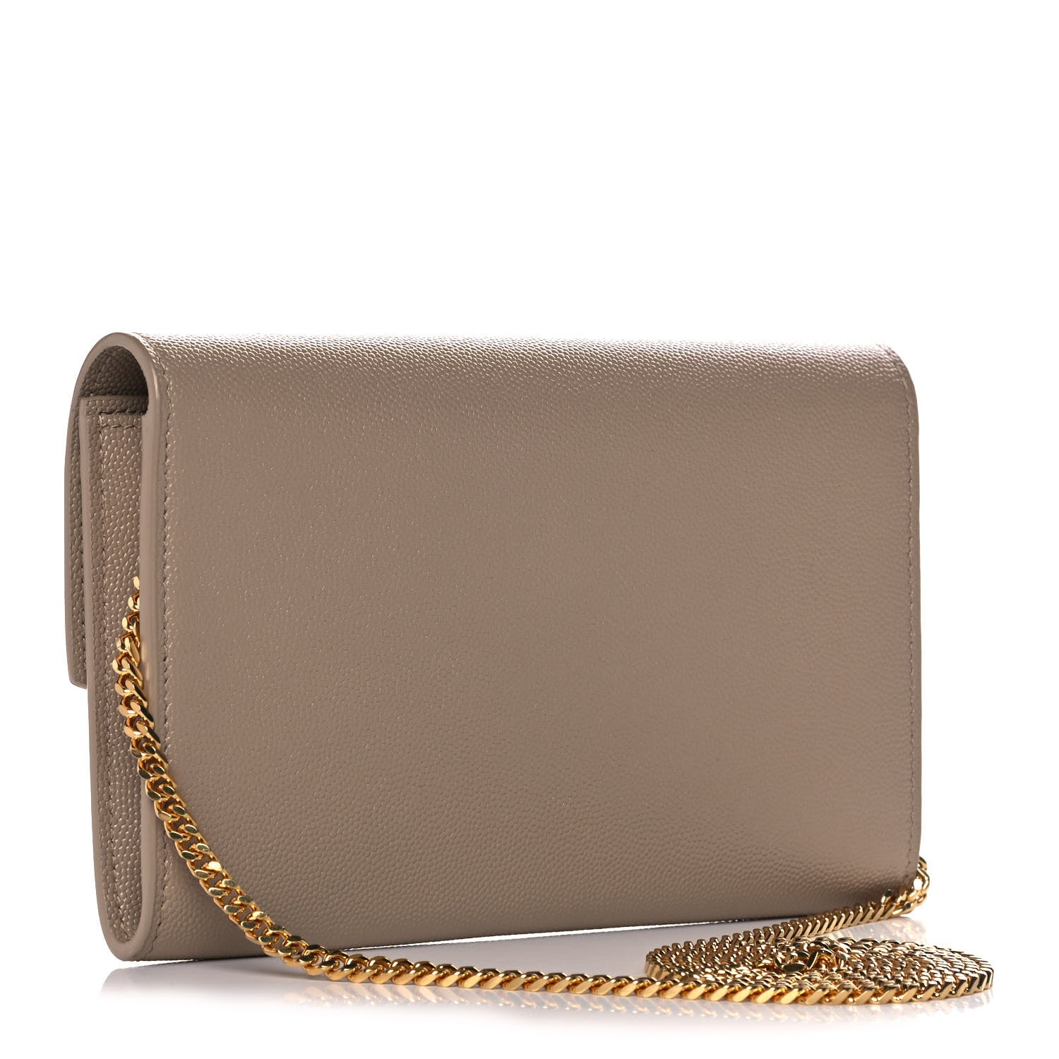 Saint Laurent Grain De Poudre Monogram Uptown Chain Wallet Dark Beige 4 of 13
