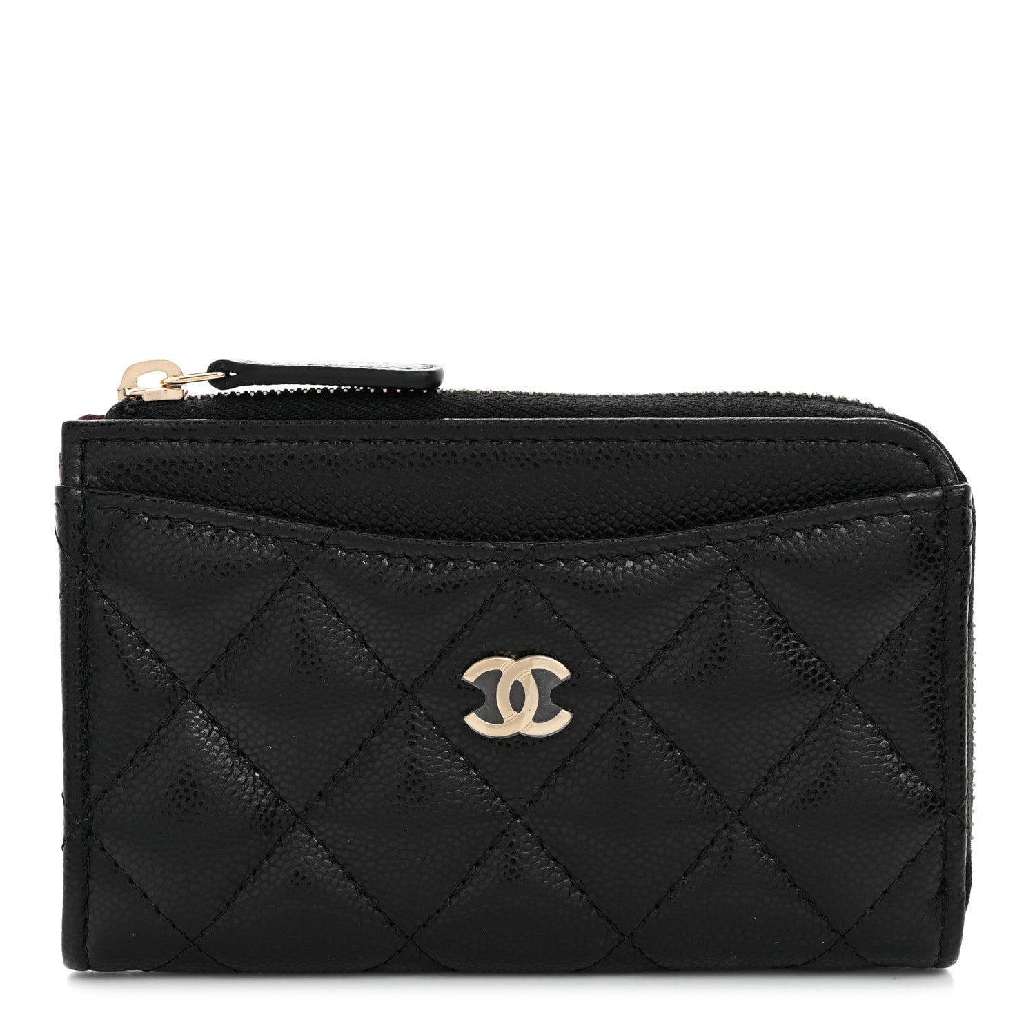 Chanel Caviar Quilted CC Zip Around Card Holder Black 1 of 8