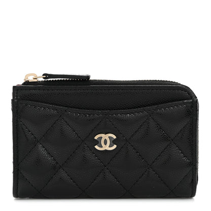Chanel Caviar Quilted CC Zip Around Card Holder Black 1 of 8