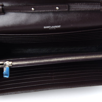 Saint Laurent Grain De Poudre Matelasse Chevron Monogram Chain Wallet Dark Brown 5 of 11