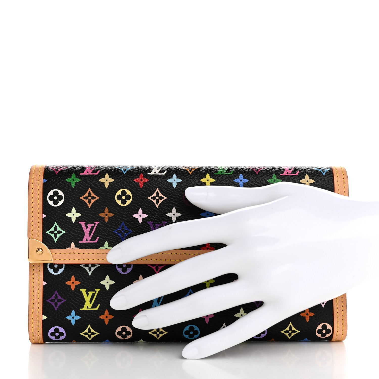 Louis Vuitton Monogram Multicolor Porte Tresor International Wallet Black 2 of 10