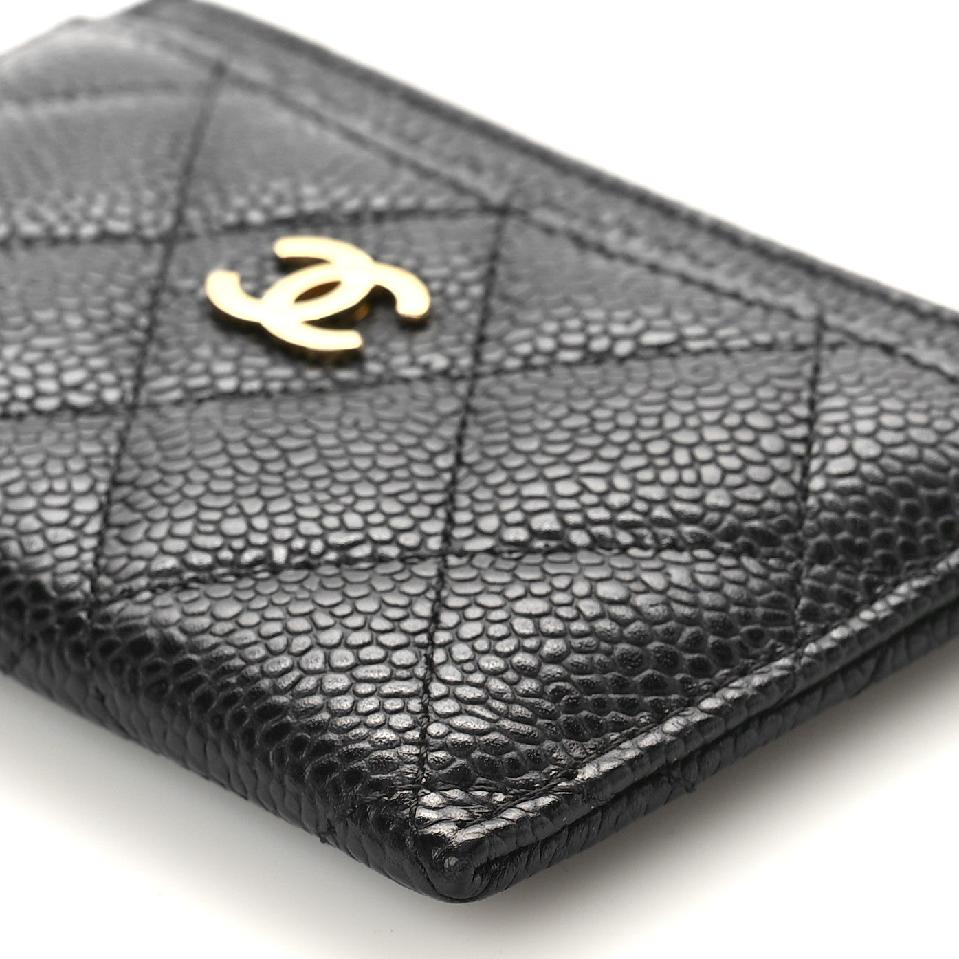 Caviar Quilted Card Holder Black