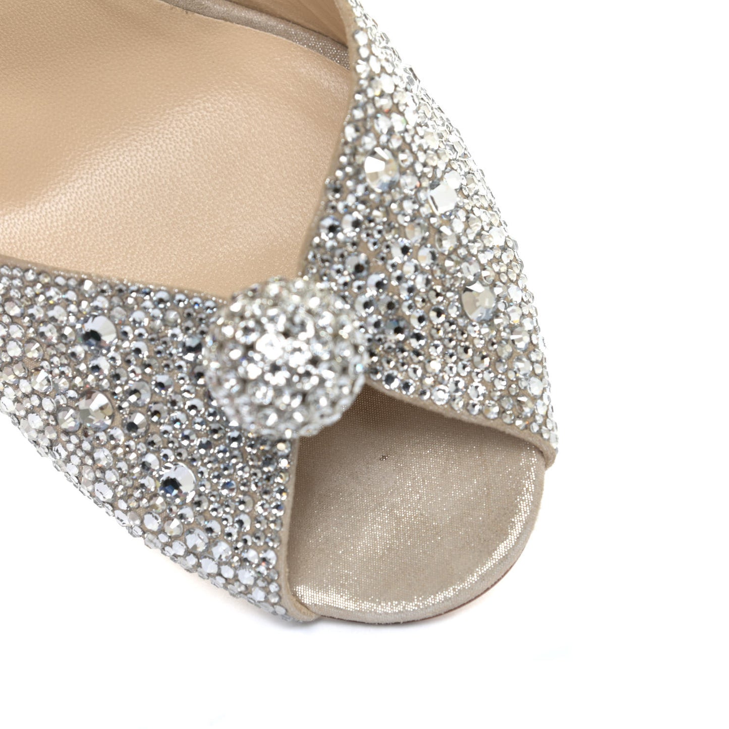Crystal Shimmer Suede Sacora 100 Sandals 41 Nude
