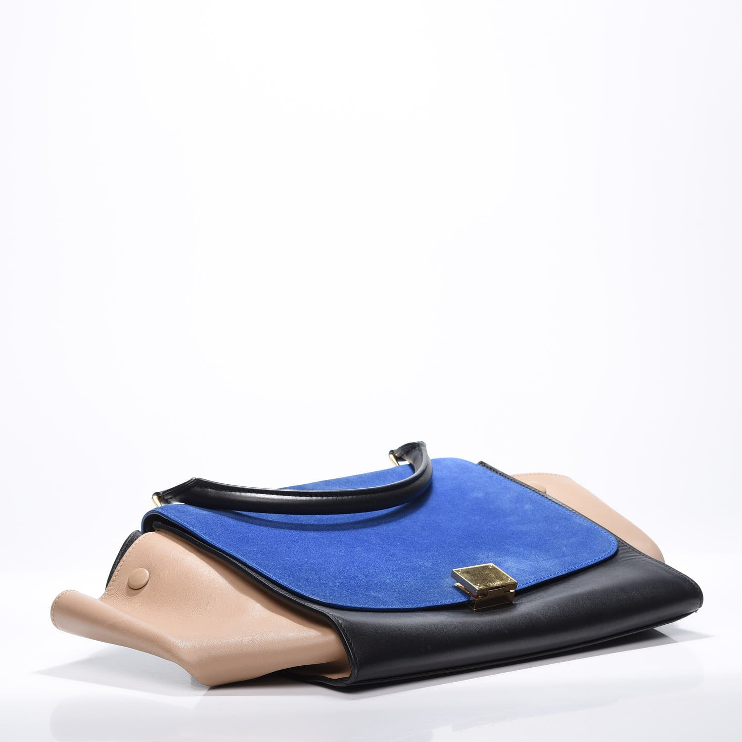 Celine Smooth Calfskin Suede Medium Tri-Color Trapeze Royal Blue 3 of 13