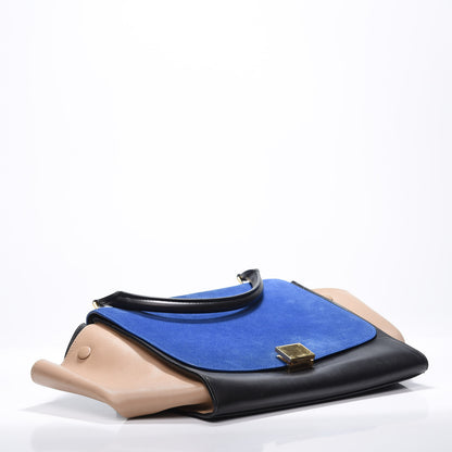 Celine Smooth Calfskin Suede Medium Tri-Color Trapeze Royal Blue 3 of 13
