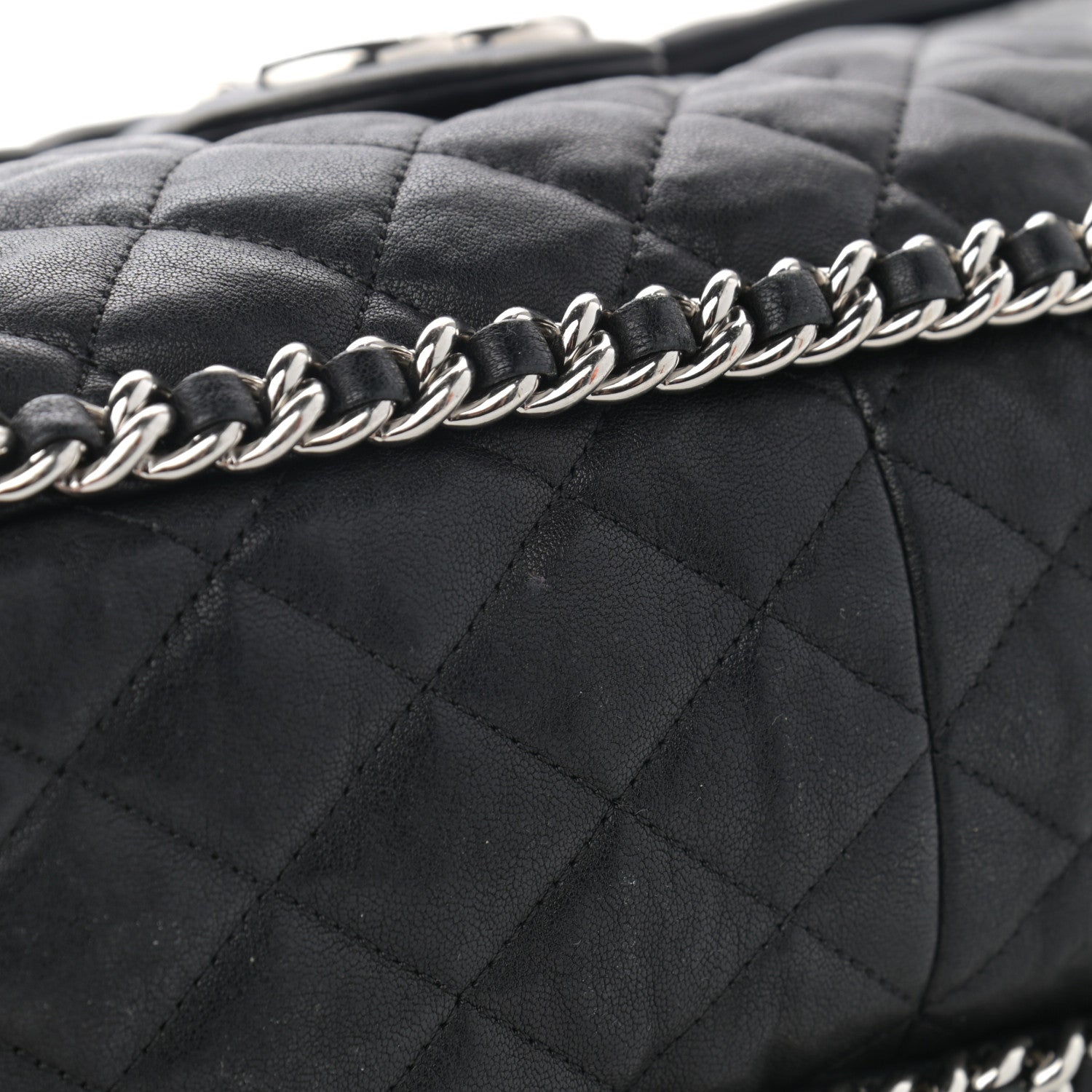 Chanel Washed Lambskin Quilted Maxi Chain Around Flap Black 11 of 13