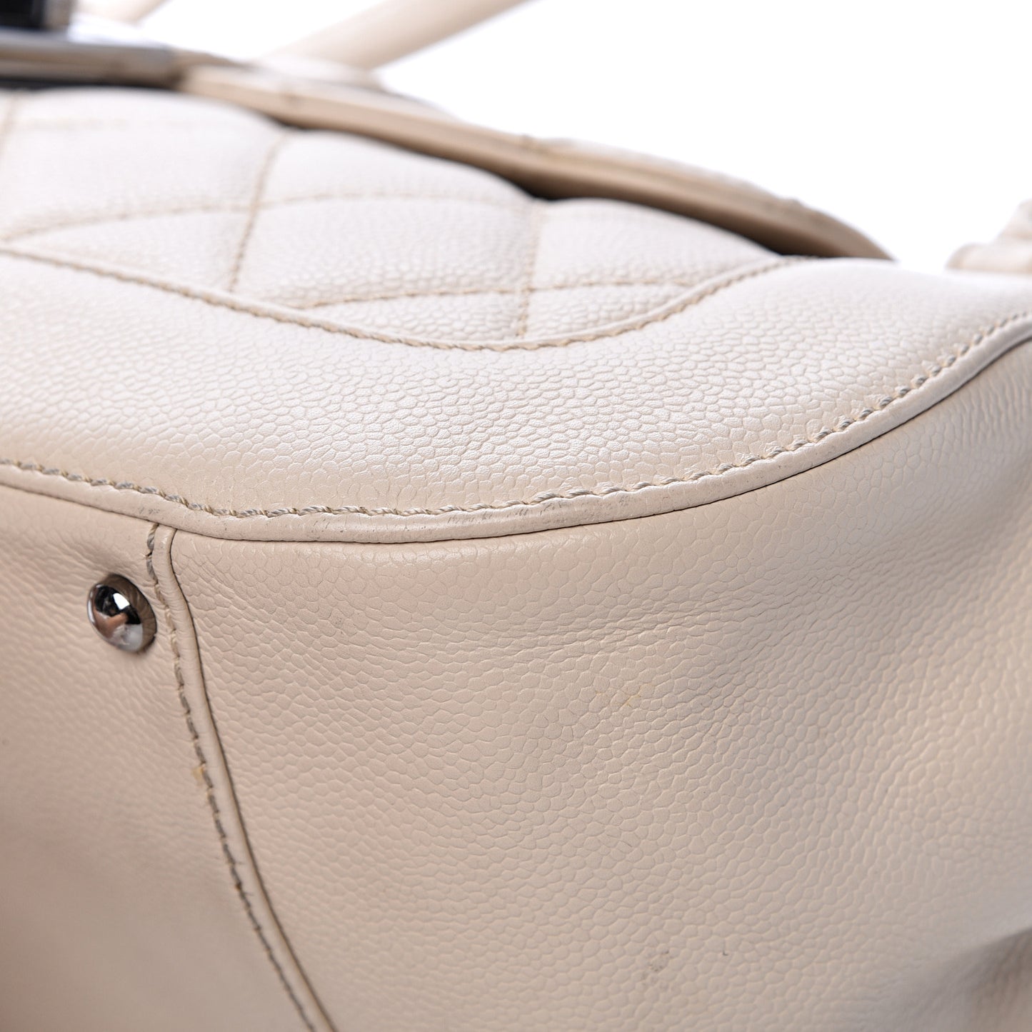 Caviar Quilted Mademoiselle Flap Bag Light Beige