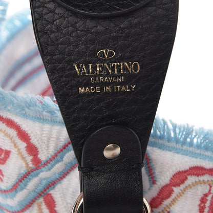 Valentino Garavani Canvas Animal Embroidered Rockstud Guitar Strap Light Blue 3 of 3