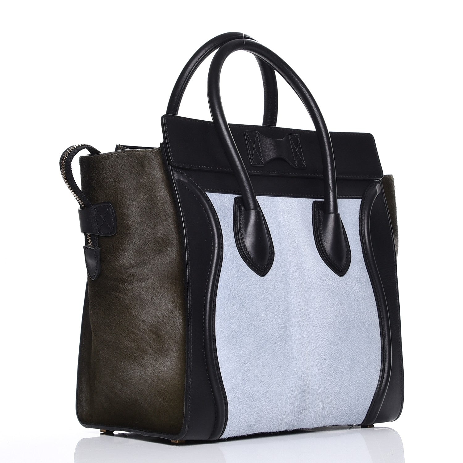 Celine Pony Hair Mini Tri-Color Luggage Baby Blue 3 of 8