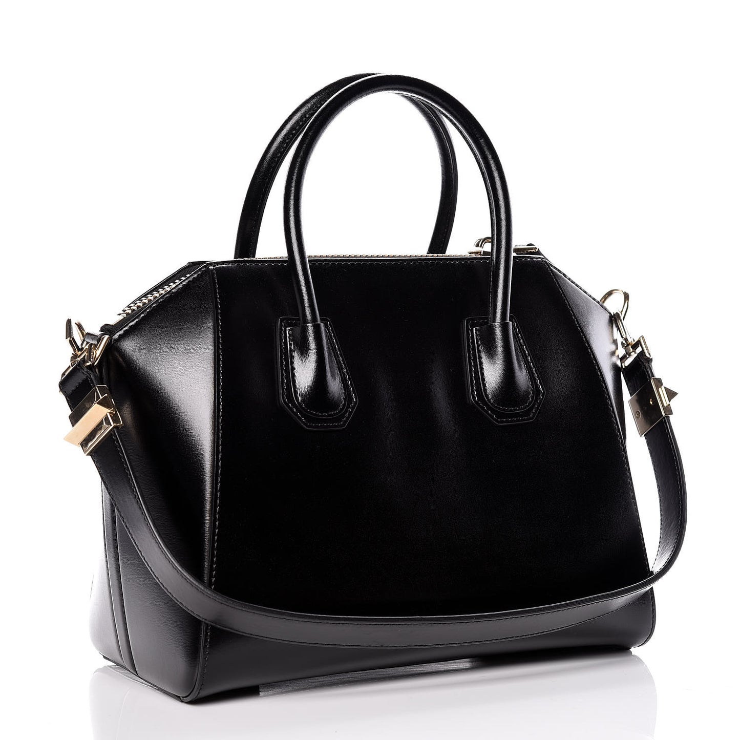 Shiny Lord Calfskin Small Antigona Black