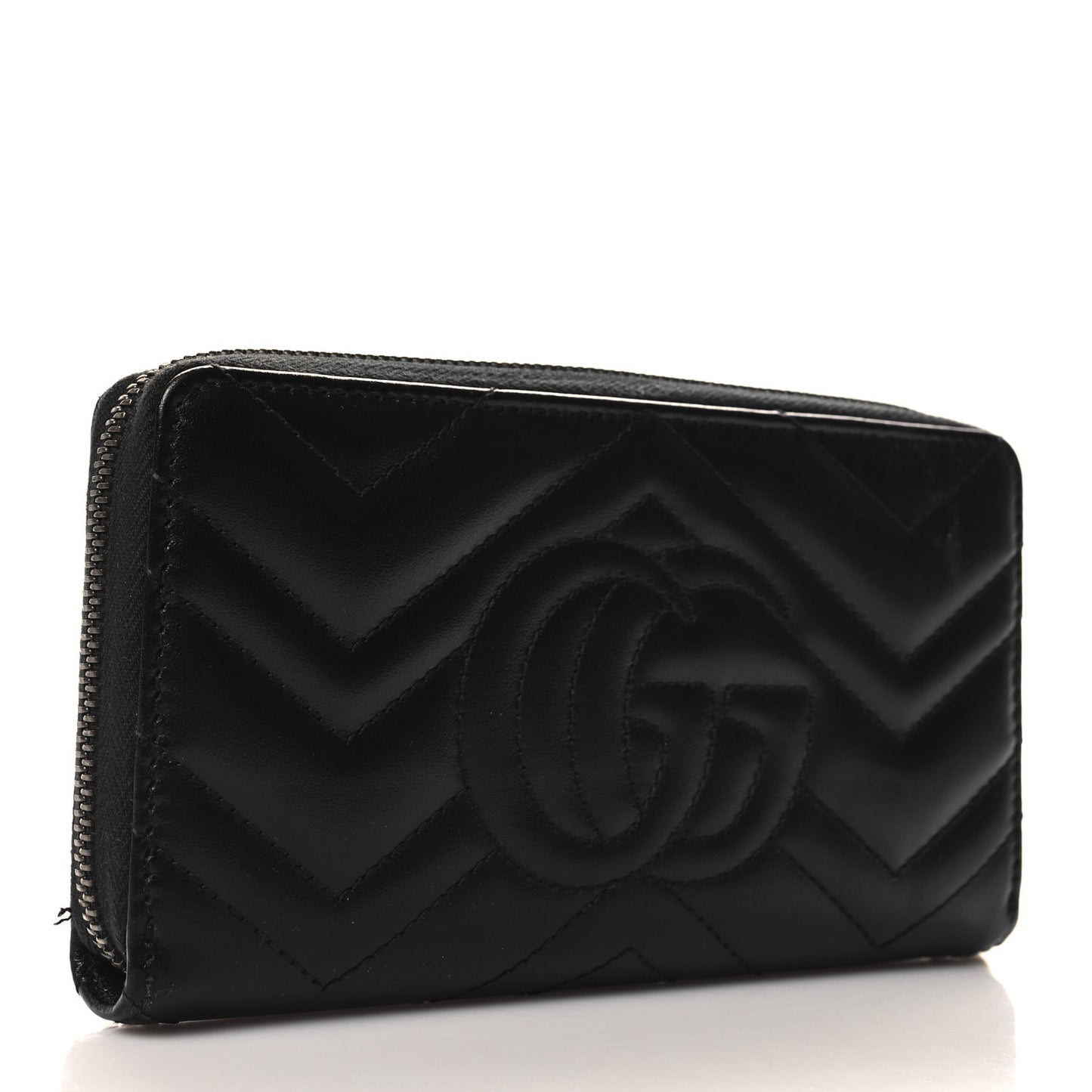 Calfskin Matelasse GG Marmont Zip Around Wallet Black