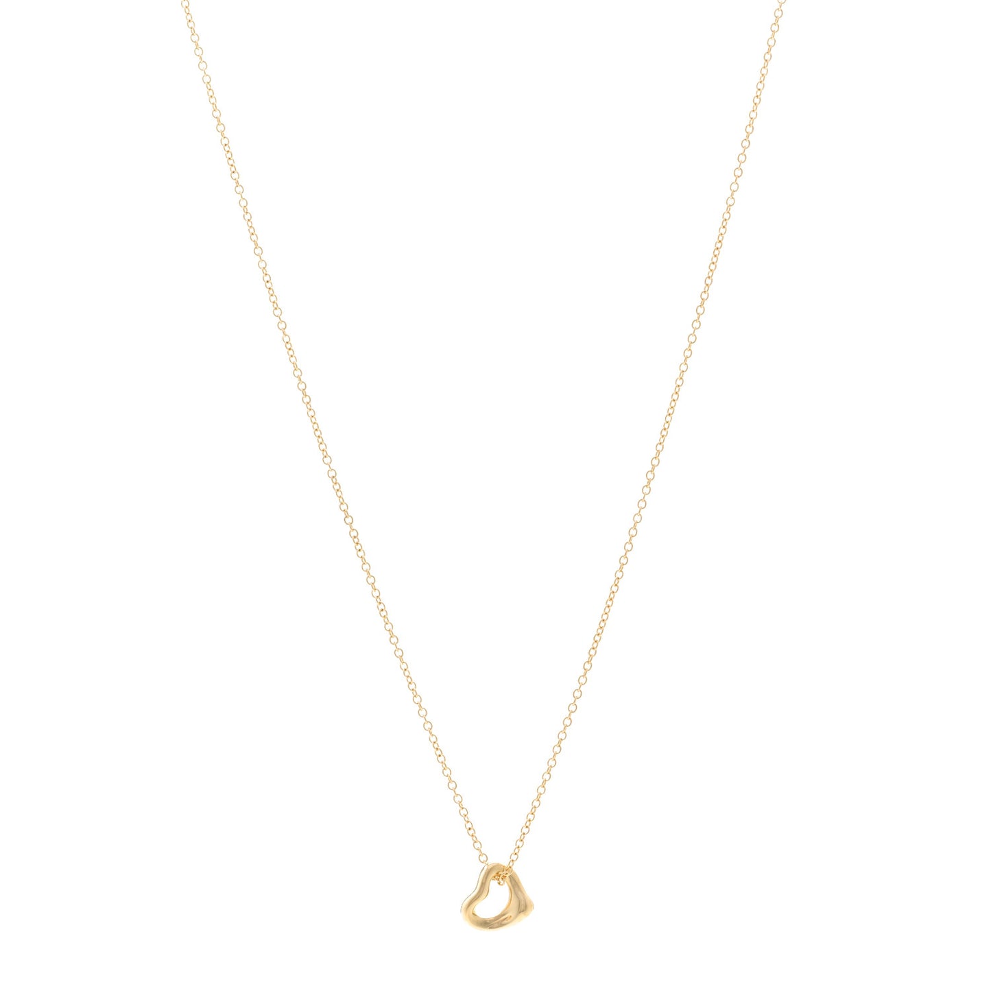 18K Yellow Gold 7mm Elsa Peretti Open Heart Pendant Necklace