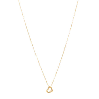 Tiffany 18K Yellow Gold 7mm Elsa Peretti Open Heart Pendant Necklace 1 of 4
