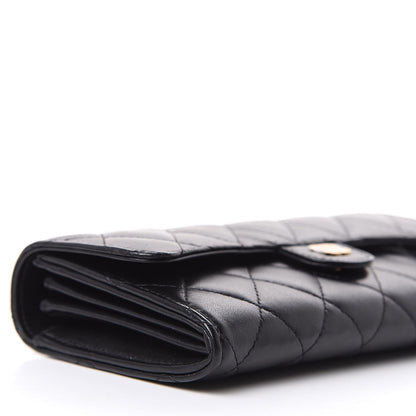 Chanel Lambskin Quilted Large Gusset Flap Wallet Black 11 of 13