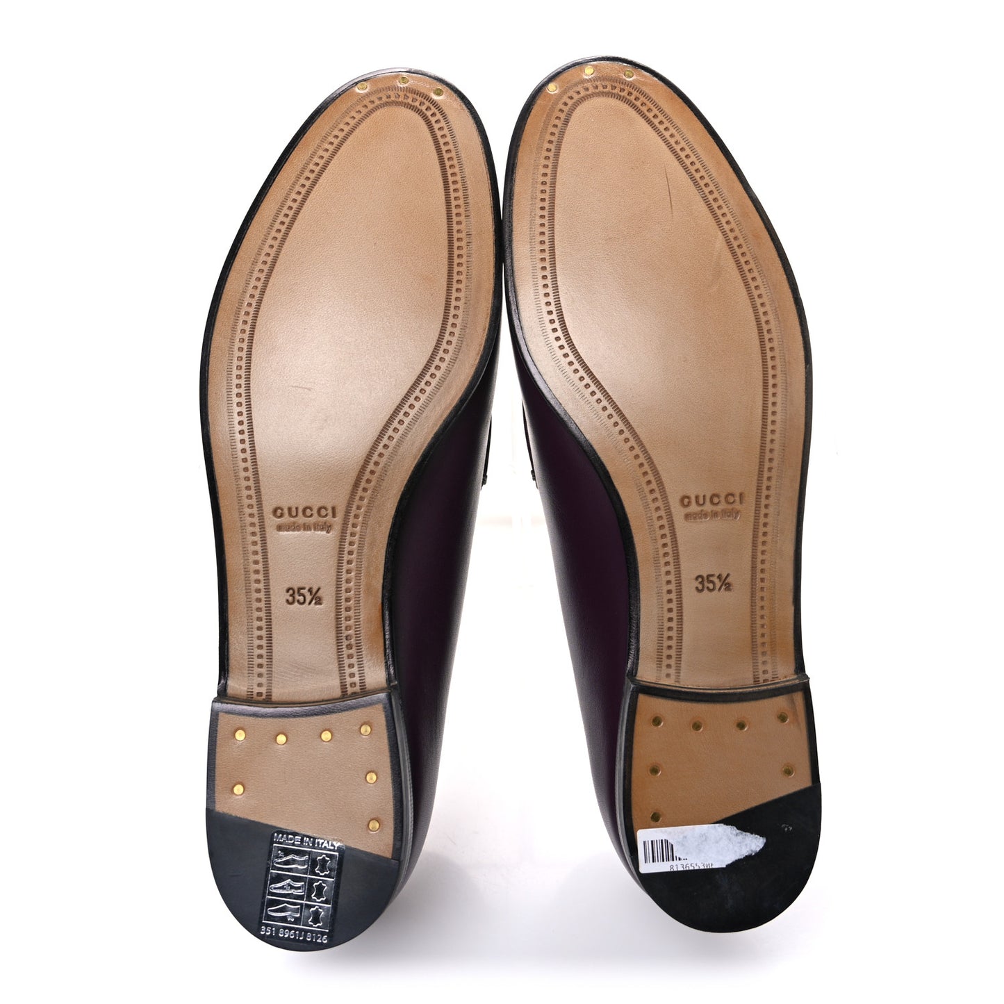 Real Betis Glamour Calfskin Womens Jordaan Horsebit Loafers 35.5 Shiny Vineyard